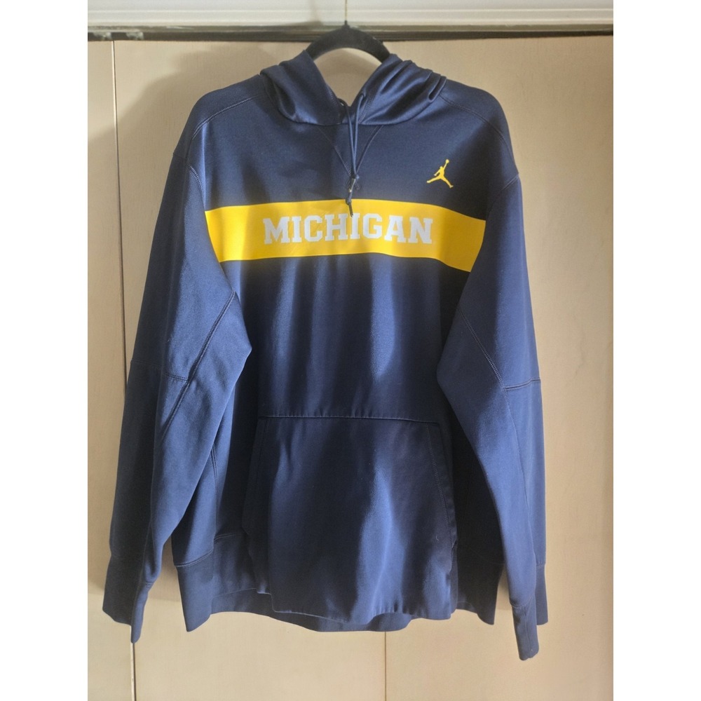 Jordan Michigan Wolverines Hoodie XL Navy Maize Therma Fit Pullover NCAA